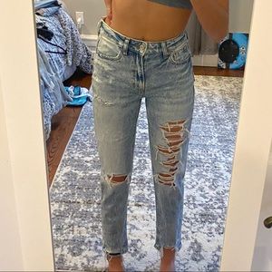 on hold american eagle mom jeans